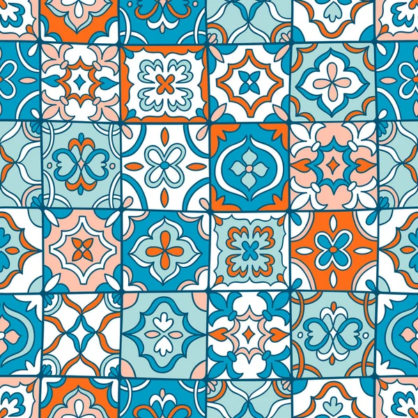 Spanish Tiles Seamless Pattern — Stock Vector