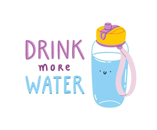 Mehr Wasser Trinken Vektorillustration — Stockvektor