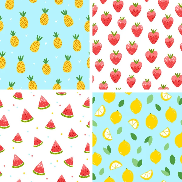 Fruits Été Sans Couture Modèles Collection — Image vectorielle