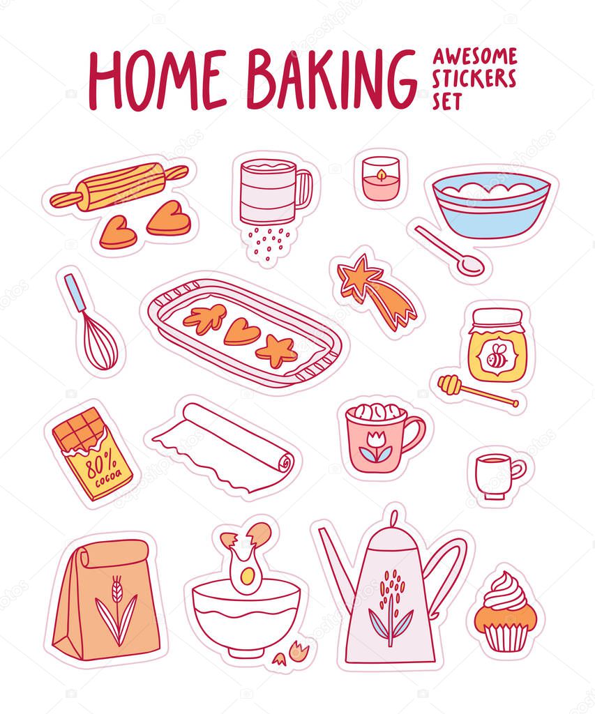 Home baking awesome vector stickers set