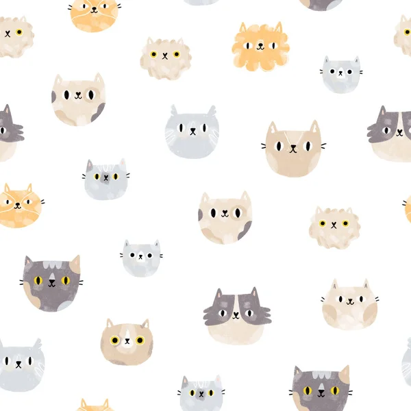 Kočka Čelí Bezešvé Pattern — Stock fotografie