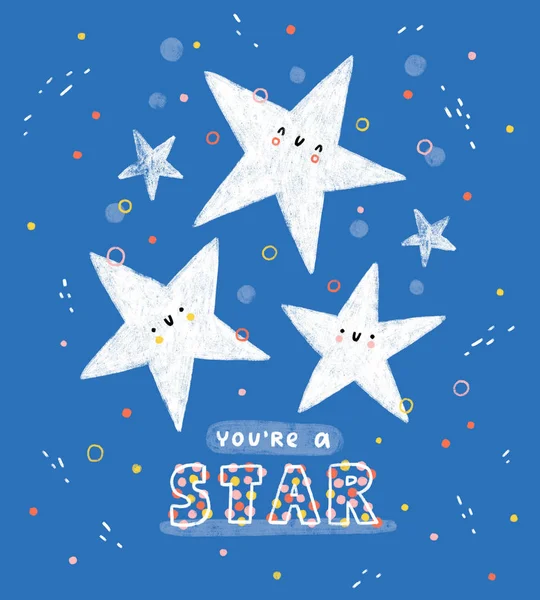Είστε Ένα Αστέρι Εικονογραφημένα Κάρτα — Φωτογραφία Αρχείου