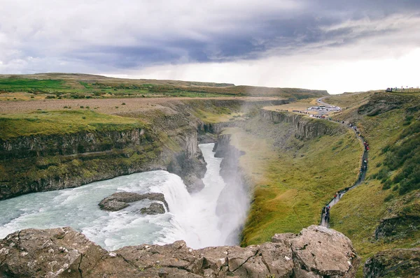 Gullfoss 瀑布的美丽风景 — 图库照片