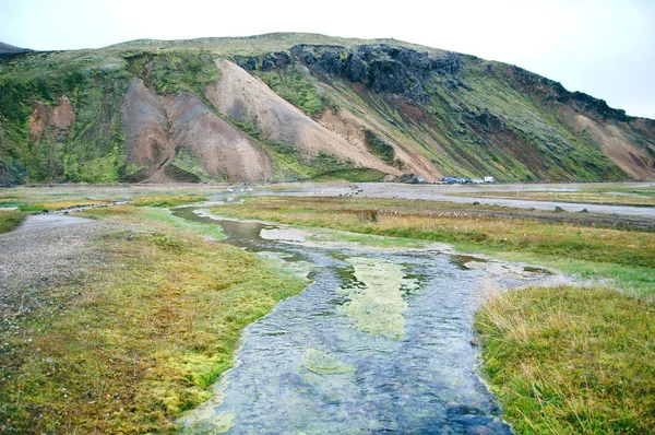 Landmannalaugar Stream Vista Sul Parcheggio — Foto Stock