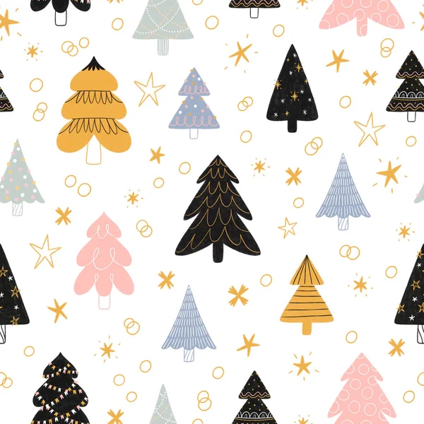 Christmas Trees Festive Seamless Pattern — Stock Photo, Image