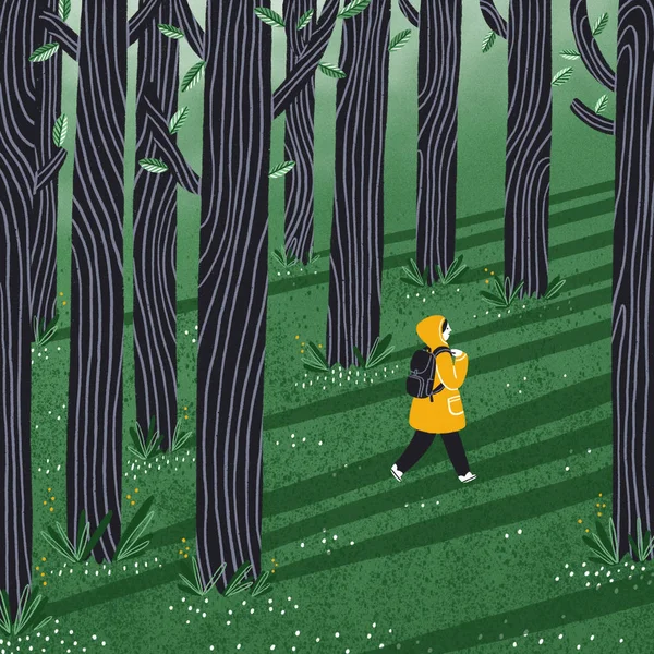 Walk in the woods illustration