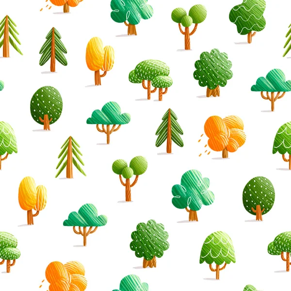 Abstract Trees Seamless Pattern — Stock Photo, Image