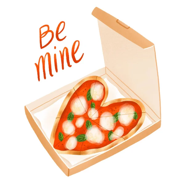 Sé mía, ilustración de caja de pizza — Foto de Stock