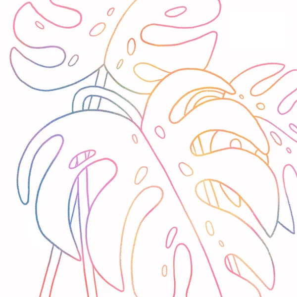 Rainbow monstera blad illustration — Stockfoto