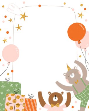 Dekoratif doğum günü çerçeve oyuncak ayılar ile