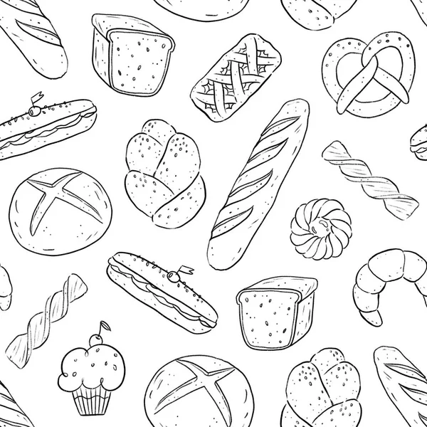 焼き菓子やパン屋さんのシームレス パターン — ストック写真