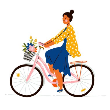 Çiçekler ile bir bisiklet kız