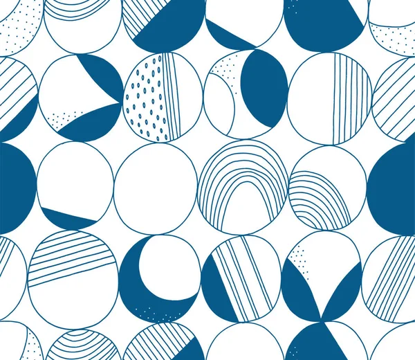 Abstract Moon Different Blue Rounds Circle Shapes Vector Seamless Pattern — Stock Vector