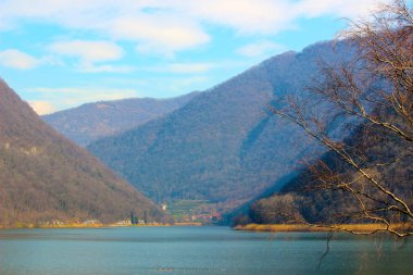 Dağ, göl, Güneş, yansıma, su, kayalar, Doğa, vahşi, Panorama, ufuk, kuğu