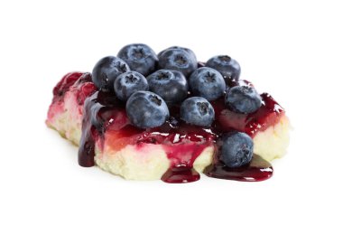 Tatlı taze yaban mersini ve beyaz arka plan üzerinde izole reçel ile