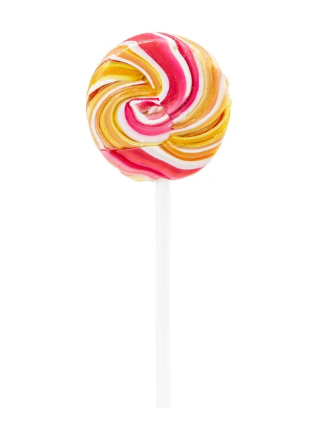 Lollipop swirl op stick geïsoleerd op wit — Stockfoto