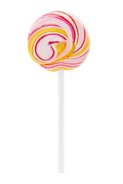 Lollipop remolino en palo aislado en blanco — Foto de Stock