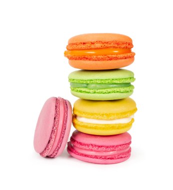 Renkli Fransızca macaroons yığını 