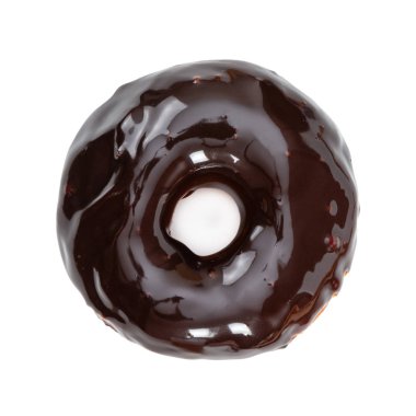 Parlak ayna çikolata sır beyaz izole ile Donut 