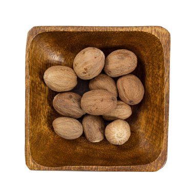 Ahşap kase hindistan cevizi beyaz izole