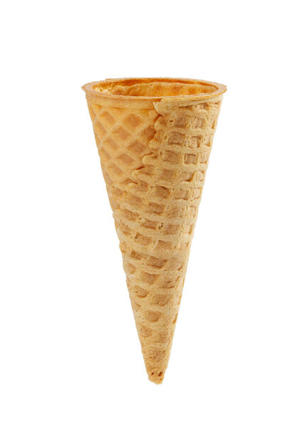 Empty waffle ice cream cone with smooth edge 