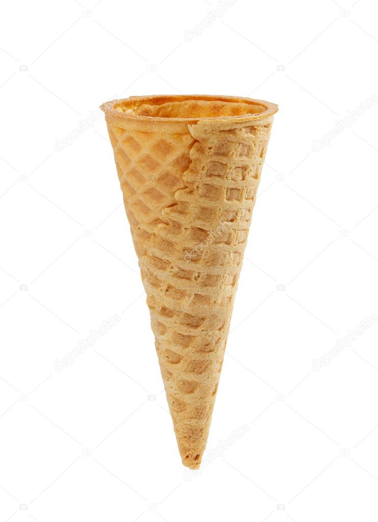 Empty waffle ice cream cone with smooth edge 