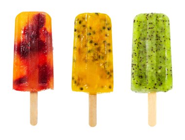 Beyaz izole meyve buzlu şeker seti 