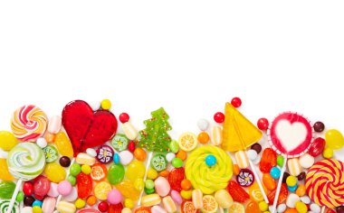 Renkli lolipop ve farklı renkli şeker whit izole