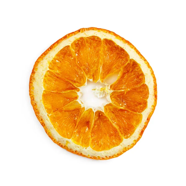 Rebanada de naranja seca aislada en blanco — Foto de Stock