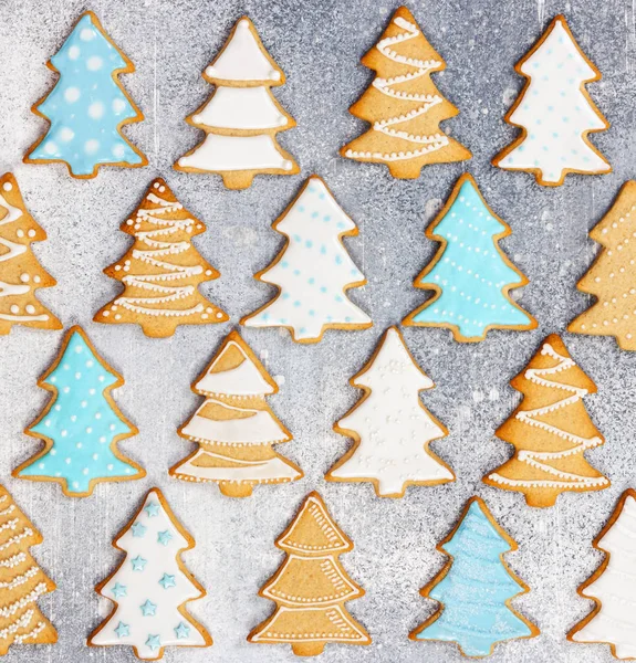 Vánoční vzor zázvorového koláčků ve tvaru Vánoc — Stock fotografie