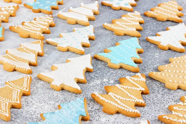 Patrón de Navidad de galletas de jengibre en forma de Navidad tr —  Fotos de Stock