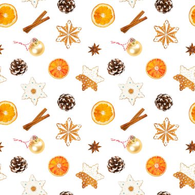 Beyaz arka planda izole edilmiş Noelsiz desen.