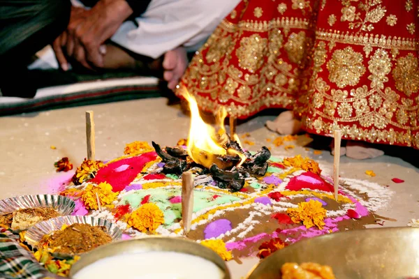 Bac Feu Rituels Mariage Indien — Photo