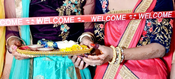 Indian Wedding Ritual Welcome Ceremony — Stock Photo, Image