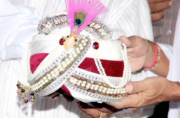 Sehra För Brudgummen Traditionella Indiska Bröllopsceremoni — Stockfoto
