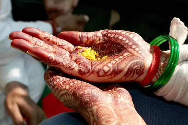 Pakistanul Mireasa Indiană Arată Ceremonia Nuntă Mâinilor — Fotografie, imagine de stoc