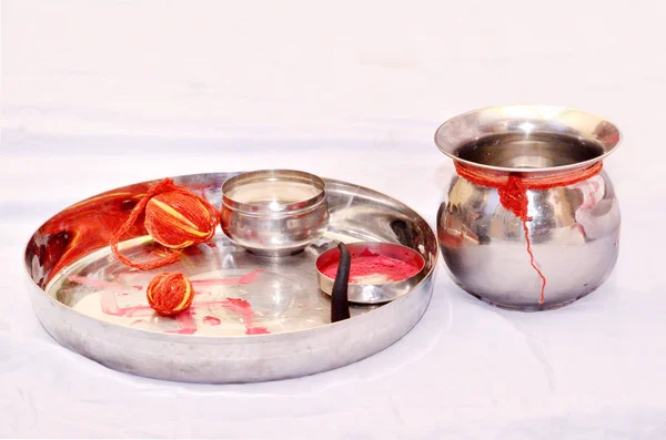 Indian Wedding Ritual Thali — Stock Photo, Image