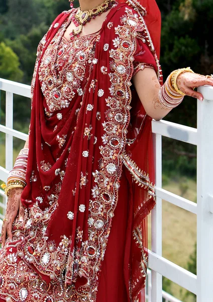 Детали Одежды Невесты Панджабской Свадьбе Индийские Свадебные Аксессуары — стоковое фото