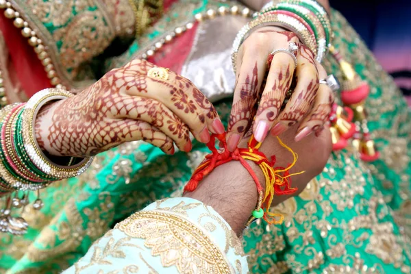 Ceremoniële Indiase Bruiloft Bruidegom Bridal Samen — Stockfoto