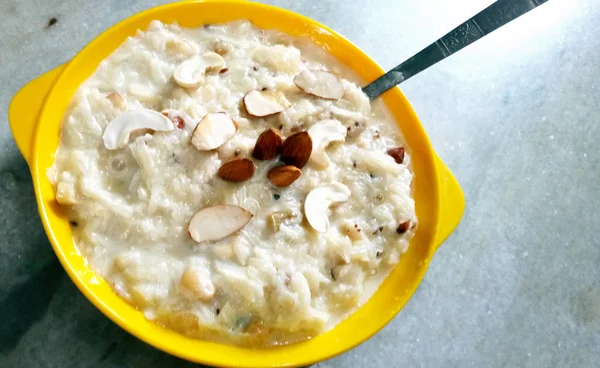 Arroz Kheer Chawal Kheer Postre Arroz Aislado Sobre Hermoso Fondo — Foto de Stock