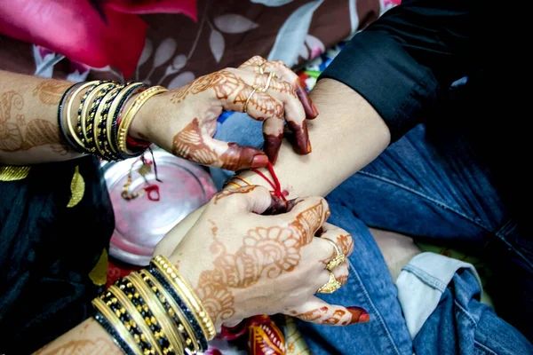 Rakshabandhan Sărbătorit India Festival Care Denotă Dragostea Relația Frate Soră — Fotografie, imagine de stoc