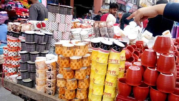 Lucknow Uttar Pradesh India 2020 Január Különböző Tea Kávésbögrék Ázsiai — Stock Fotó