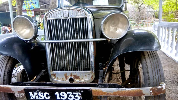 Chennai India February 2019 Closeup British Black Retro Car — Stock Photo, Image