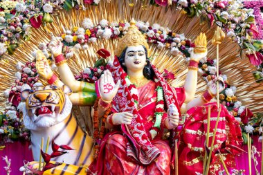 Jammu / Hindistan 15 Ekim 2018 Tanrıça Vaishno Devi heykeli ardhkuwari bhawan, Hindistan