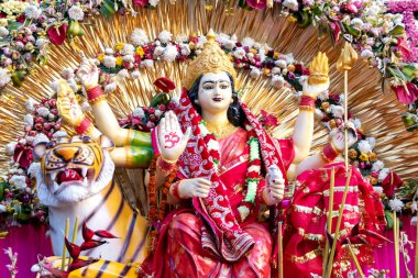 Jammu / India 15 october 2018 Statue of Goddess Vaishno Devi at ardhkuwari bhawan in India clipart