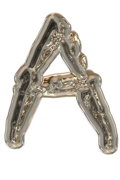 Sıvı Metalden Yapılmış Alfabesinde Bir Harf — Stok fotoğraf
