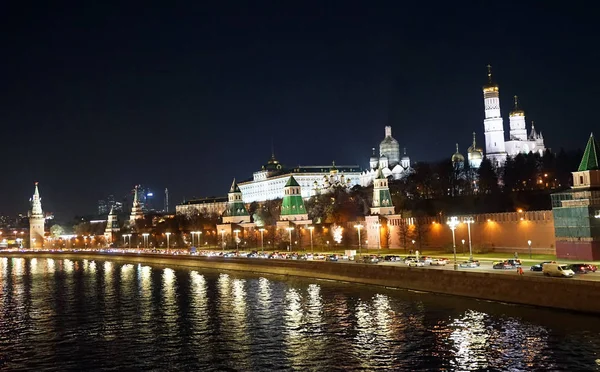 Moszkva Oroszország 2012 November Kilátás Nyílik Kreml Folyó Éjszakai — Stock Fotó