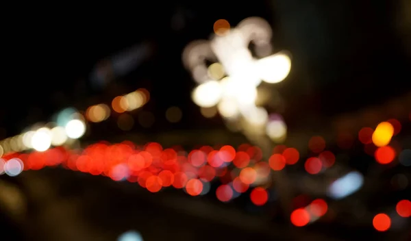 Fények Éjszakai Város Fényszóró Utcai Lámpák — Stock Fotó