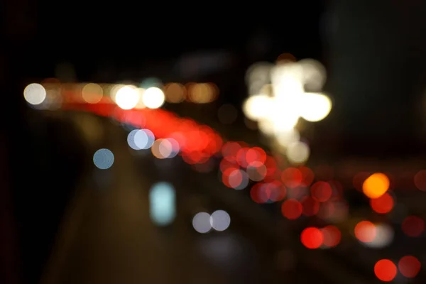 Άποψη Του Δρόμου Φώτα Νύχτα Από Προβολείς Αυτοκινήτων — Φωτογραφία Αρχείου