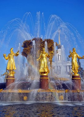 Moskova, Rusya - 11 Ağustos 2018: Çeşme dostluk halkların tüm Rusya Sergi Merkezi, Vvc.